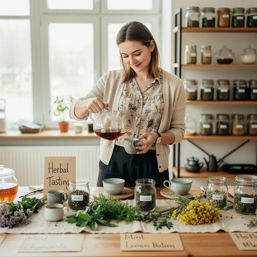 Krásne balenie prémiového bylinkového čaju s folklórnymi motívmi z tradičnej slovenskej kultúry.
